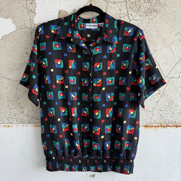 Vtg 90s Matching Set Alfred Dunner Geometric Blouse + Midi Skirt Womens 16 Art - Picture 2 of 15